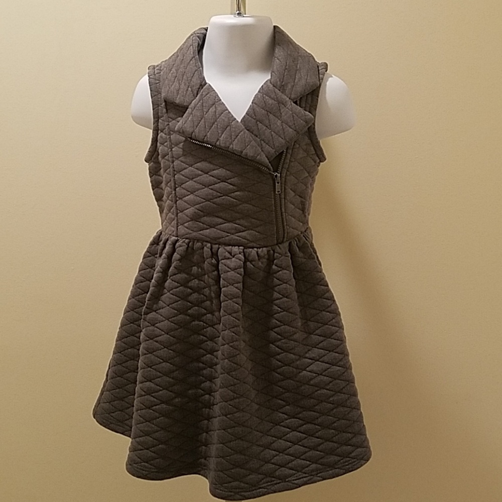 Zunie gray quilted moto dress toddler girl sz 3T